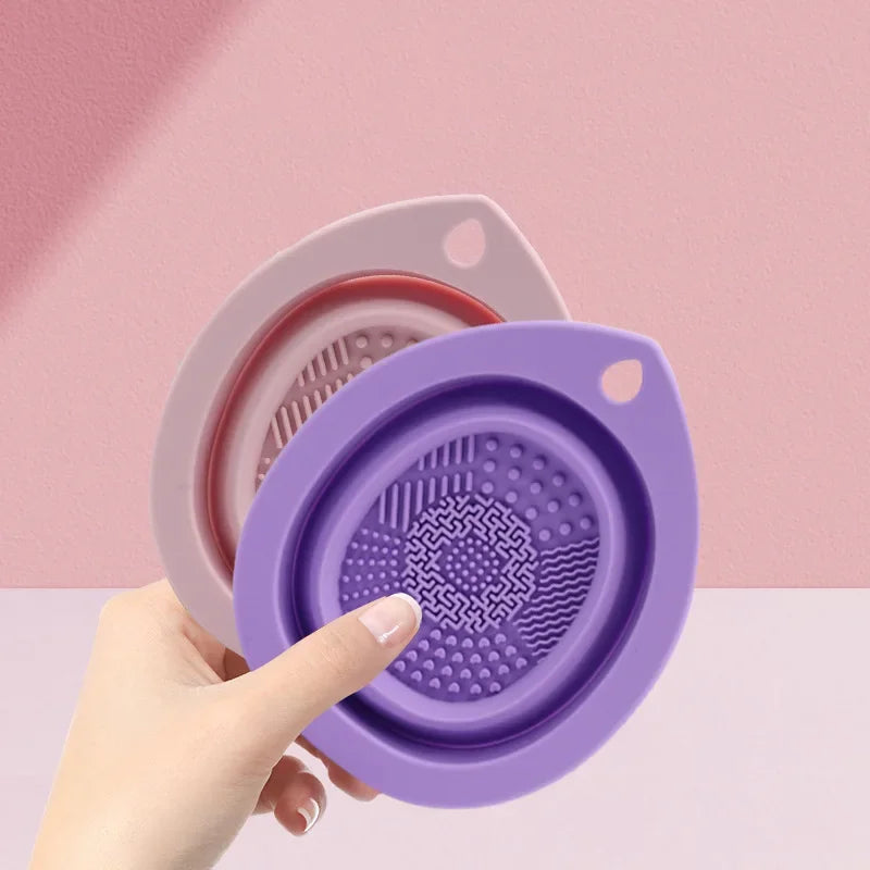 Silicone Makeup Brush Cleaner Folding Powder Puff Cleaning Bowl Eyeshadow Brushes Washing Soft Mat Beauty Tools Scrubber Box Zpaxo