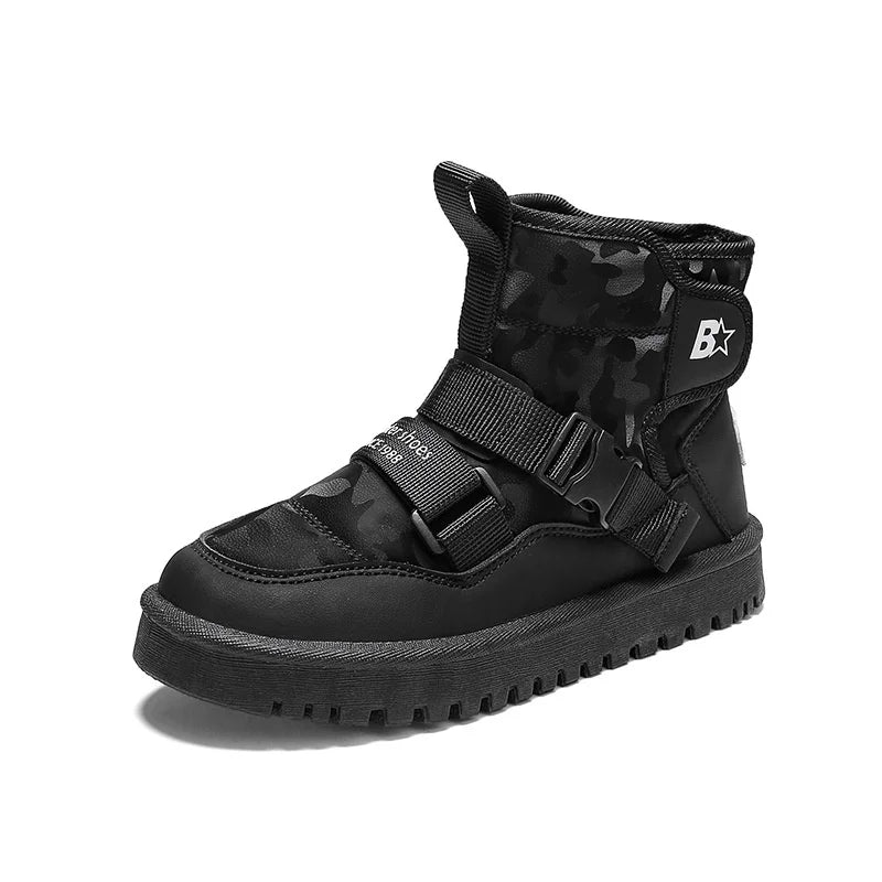 Winter Children Snow Boot Baby Girl Waterproof Thick Cotton Shoe Zpaxo black 28(insole 17.7cm) China Mainland