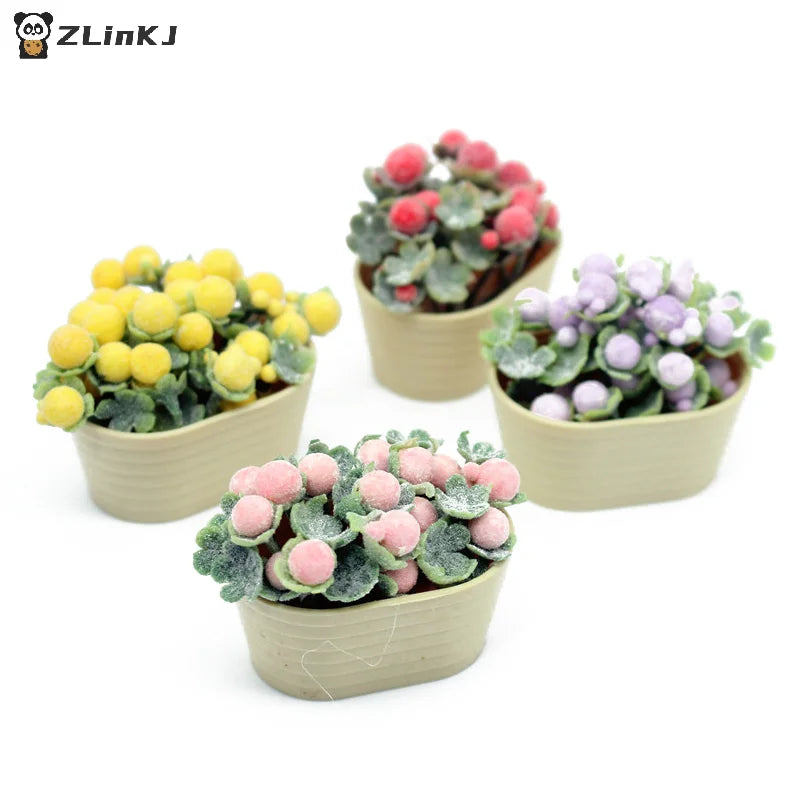 ▶1:12 Dollhouse Simulation Flower Plant Potted Dollhouse Mini Home Decoration Dolls House Micro Landscape Plant Accessories Zpaxo