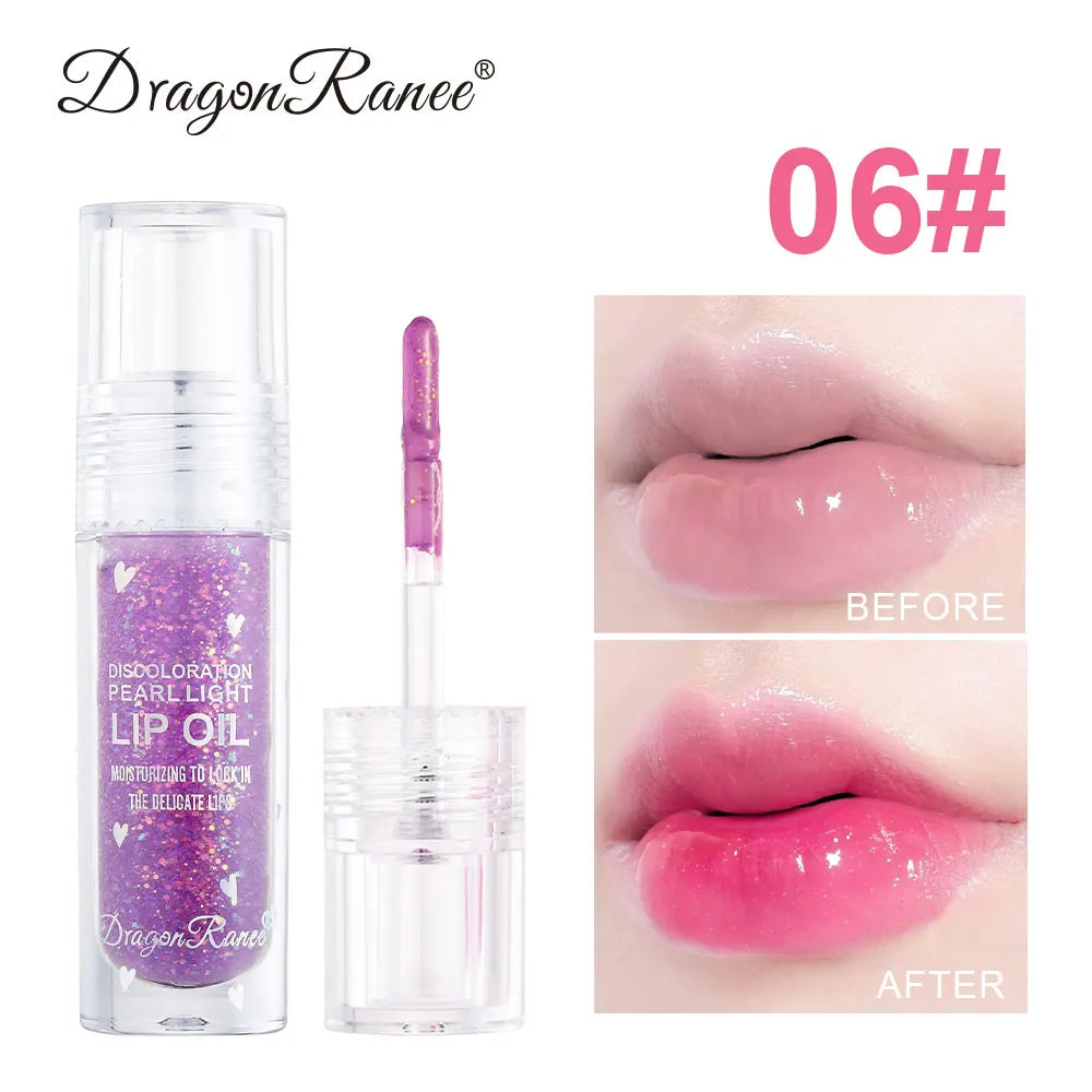 Lip Oil, Lip Gloss, Long-Lasting Moisturizing Tinted Lip Oil, Natural Color, Soft and Smooth Lips, Non-Sticky Glossy Finish, Lipstick Base Lip Gloss Zpaxo 6Dr117