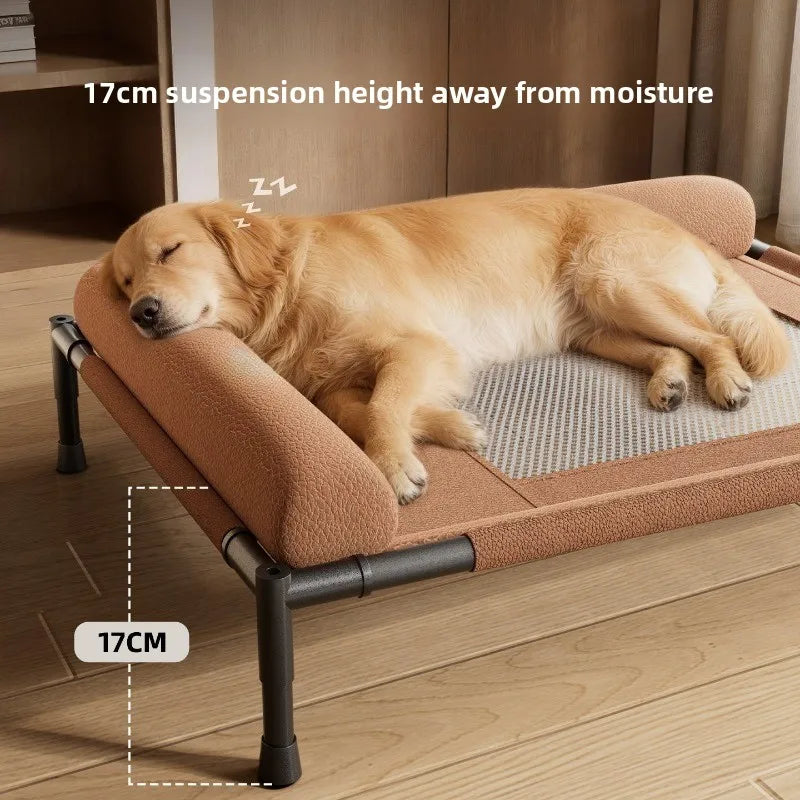 Elevated Mesh Dog & Cat Bed – Raised Sofa with L-Shaped Pillow