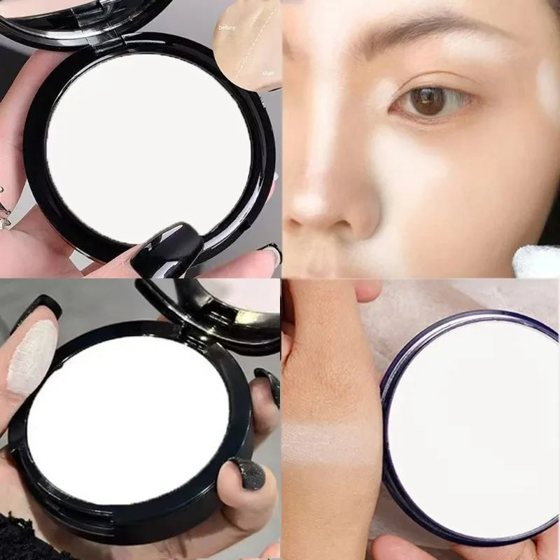 Natural Matte Pressed Powder Oil Control Setting Powder Transparent Brighten Whitening Face Foundation Compact Concealer Makeup Zpaxo