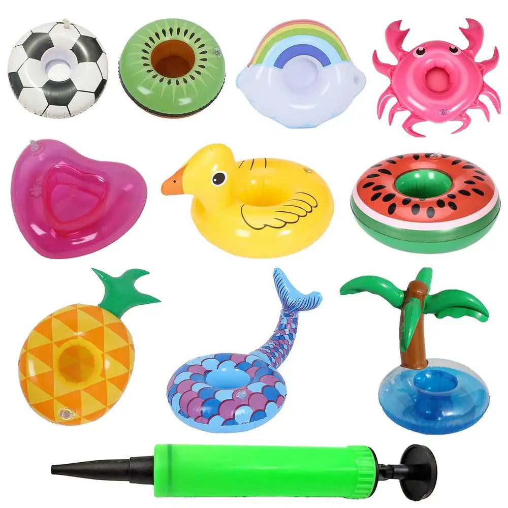 Inflatable Drink Holder Floating Cup Tray Pineapple Flamingo Beverage