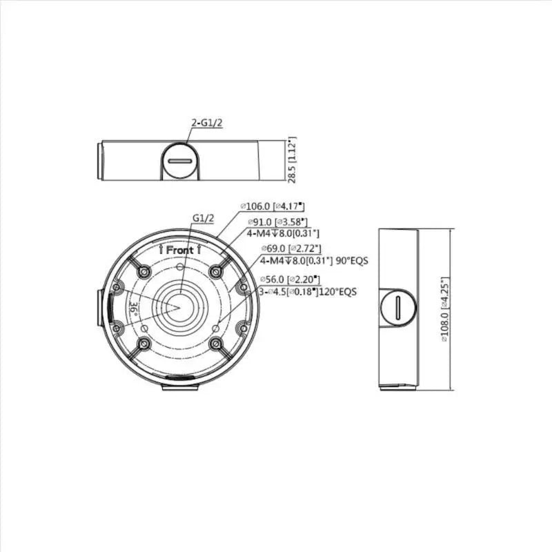 652F High Strength Aluminum Housing for Dahua IPCHFW series Secure Camera Mounting Zpaxo