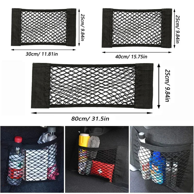 Car Trunk Mesh Storage Bag Elastic Fixing Strap Fire Extinguisher