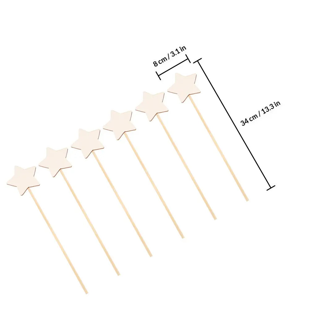 6Pcs Fairy Wands DIY Craft Sticks Blank Painting Kids Creative Activities Fairy Party Decoration Fun Gifts Wands for Girls