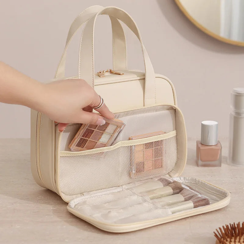 New Handheld Four Sided Toilet Bag, Travel Cosmetics Storage Bag, Waterproof Makeup Organizer Bag, Large Capacity Pouch Lady Box Zpaxo
