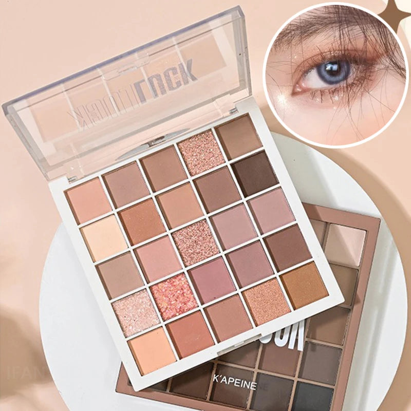25Color Professional Eyeshadow Palette Eye Glitter Long Lasting Eye Shadow Pallet Korean Makeup Palette Eye Shadow for Beginner Zpaxo