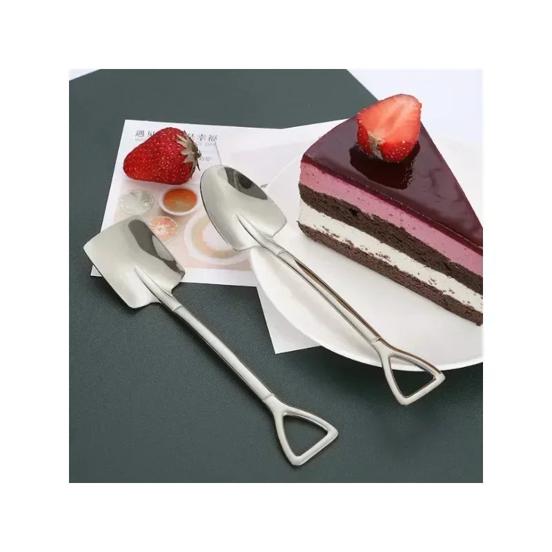 4-Piece Shovel Teaspoon Set – Stainless Steel Dessert Spoons Novelty Teaspoon Set Zpaxo