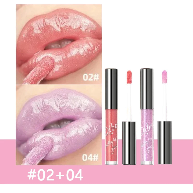 Shimmering Taro Purple Lip Gloss Moisturizing Plumping Gold Sparkle
