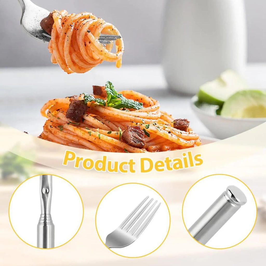 Extendable Fork Non-Slip Kitchen Gadgets Portable Dinner Forks Retractable Tableware for Home Office School Dinner Lunch Fruit Zpaxo