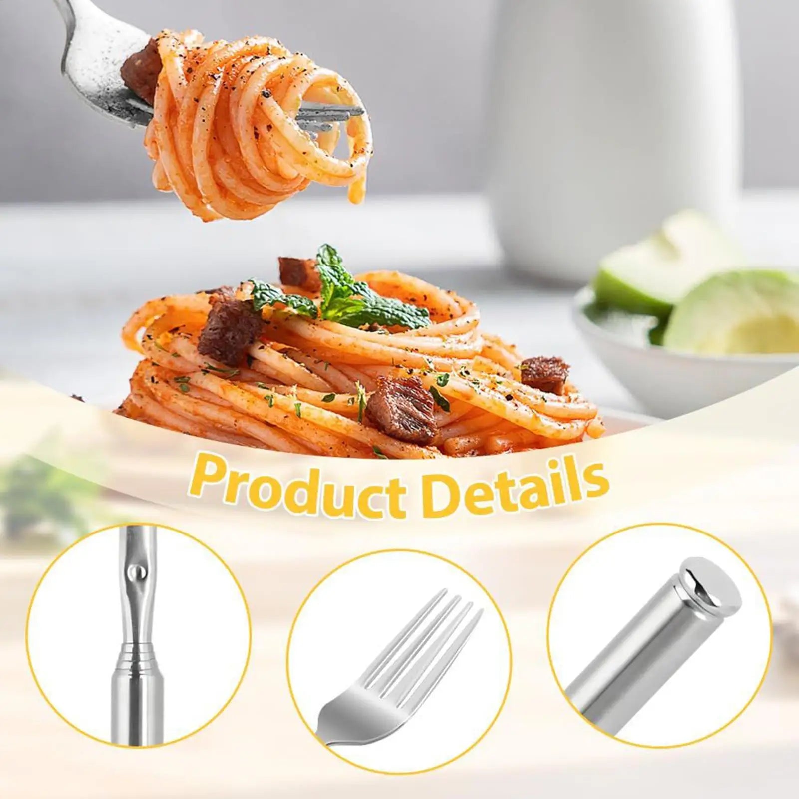 Extendable Fork Non-Slip Kitchen Gadgets Portable Dinner Forks Retractable Tableware for Home Office School Dinner Lunch Fruit Zpaxo
