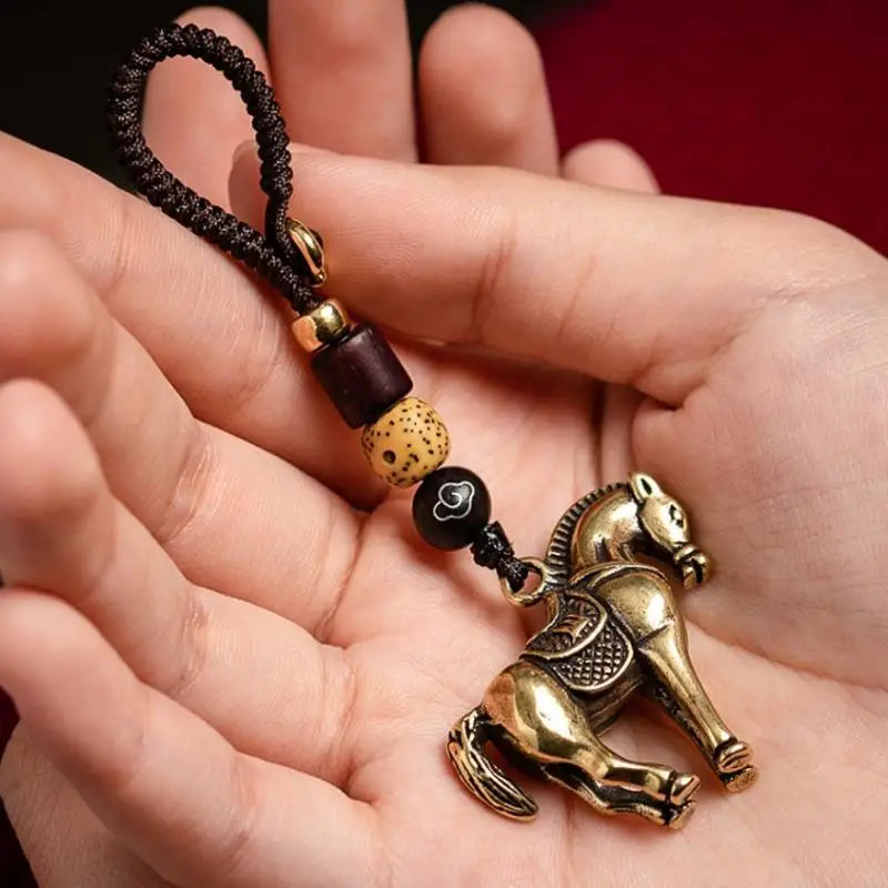 2026 Year Chinese Zodiac Horse Lucky Pendant Keychain Copper Feng