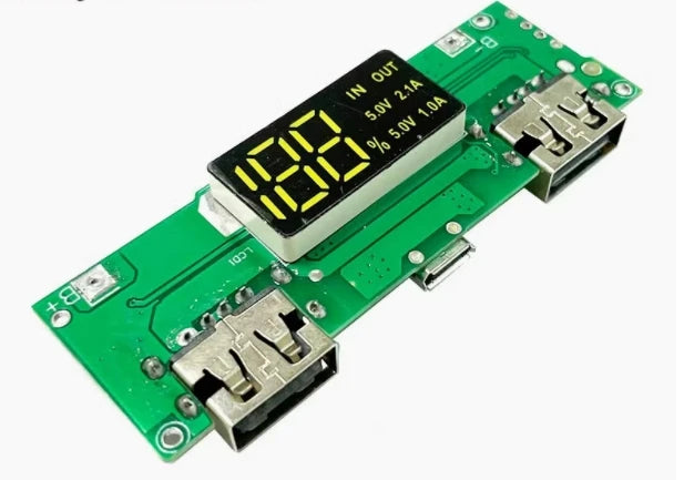 18650 lithium battery digital charging module 5V2.4A 2A 1A dual USB output with display boost module Zpaxo 5V 2A 1A