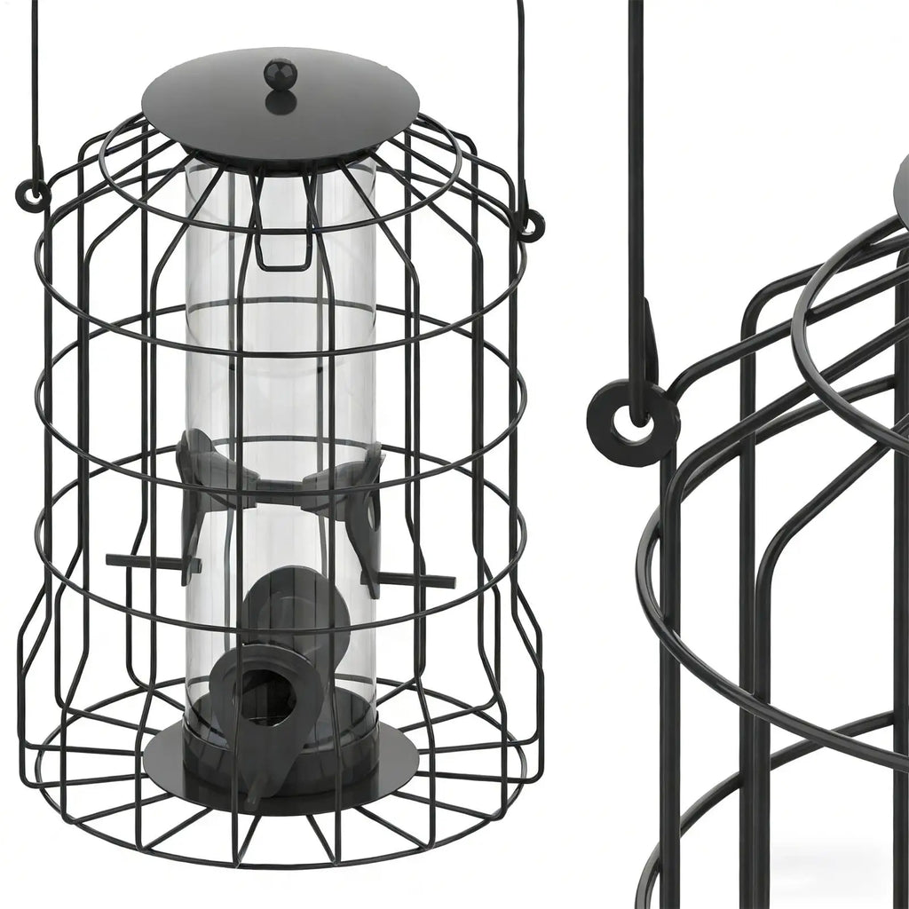 Bird Feeder 4-Port Weatherproof Squirrel Proof Metal Large Bird Feeder Outdoor Hangable for Watching Hummingbird Finch Chickadee Zpaxo
