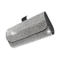 Portable Bling Sun Visor Glasses Case Rhinestone PU Leather Car Eyeglasses Holder Crystal Luxury Sunglasses Storage Box Vehicle Zpaxo White