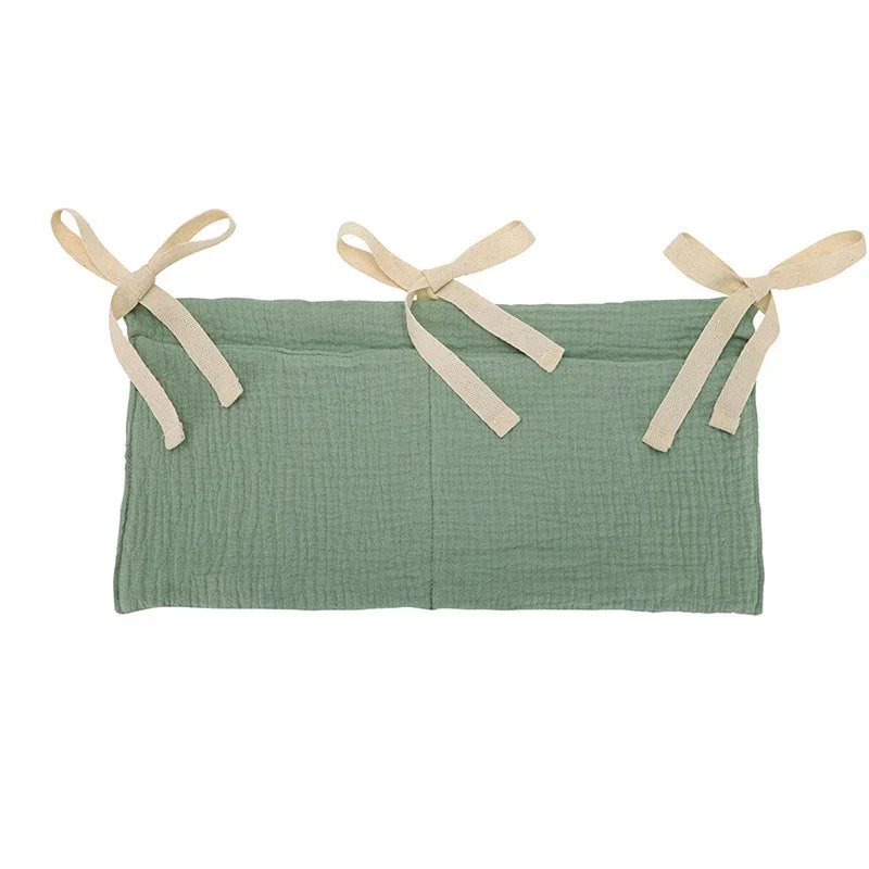 Baby Crib Storage Bag Cotton Double Pouch Newborn Bed Headboard Zpaxo Green
