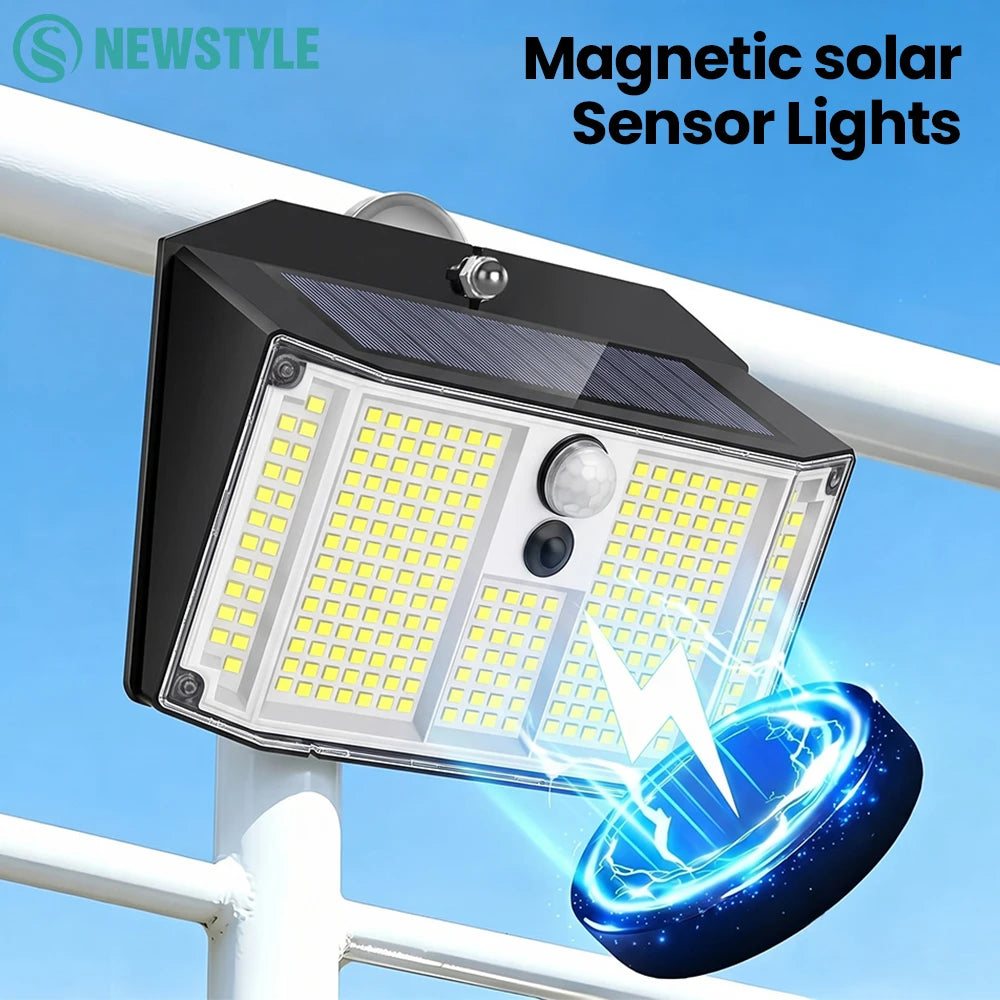 Magnetic Solar Lights 268LED Motion Sensor Outdoor Wall Lights 3 Lighting Modes IP65 Waterproof Camping Lamp For Garden Lighting Zpaxo