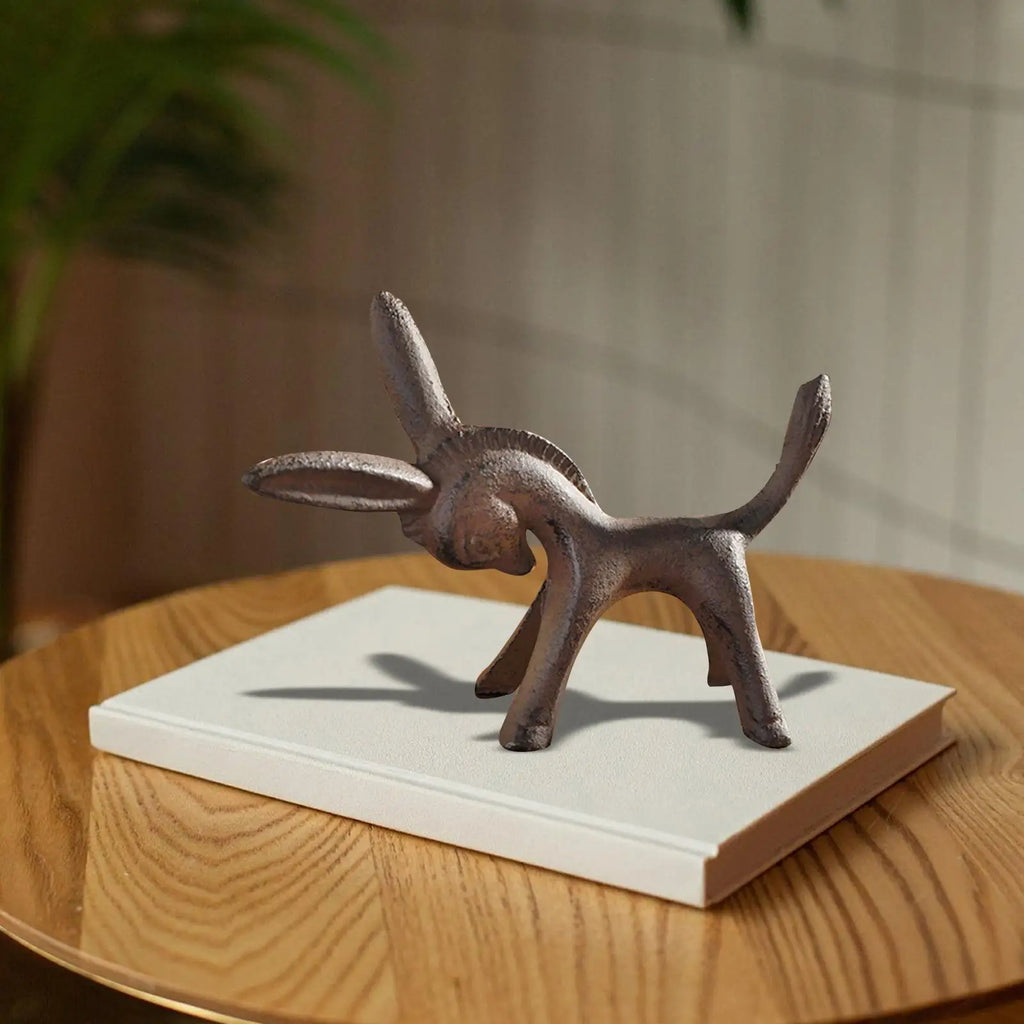 Cast Iron Donkey Figurine | Rustic Animal Sculpture & Decor Animal Figurine Zpaxo