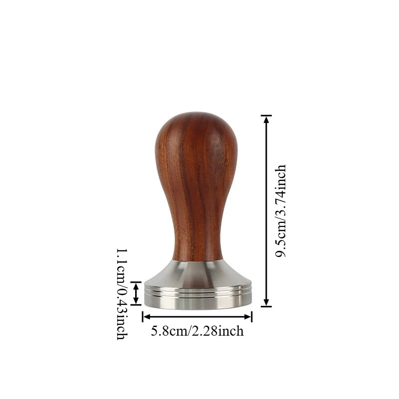 51/53/58mm Espresso Tamper – Stainless Steel & Wood Handle
