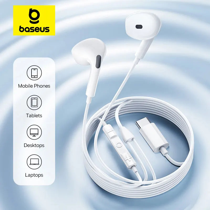 Baseus In-ear Wired Earphone CZ19 Type-c Mic Headphones IOS Mac