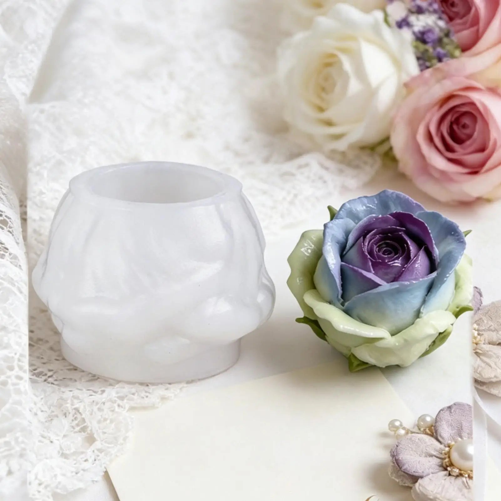 Rose Silicone Mold 3D Reusable Food Grade Flower Clay Craft Soap