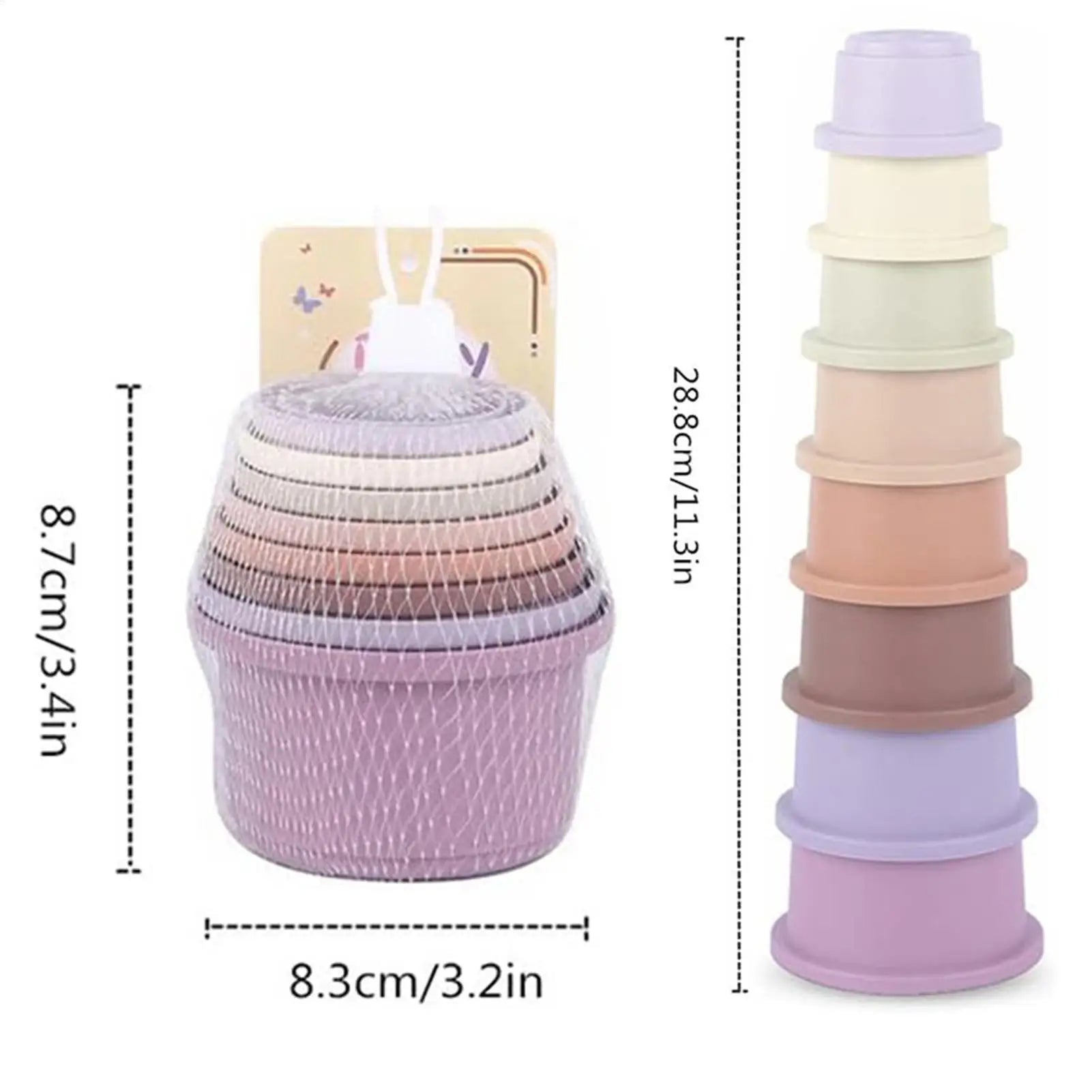 8Pcs Stacking Cups Toys for Rabbits Chinchillas Guinea Pigs Multi-Colored Reusable Plastic Nesting Toys Stacking Cups Set Zpaxo