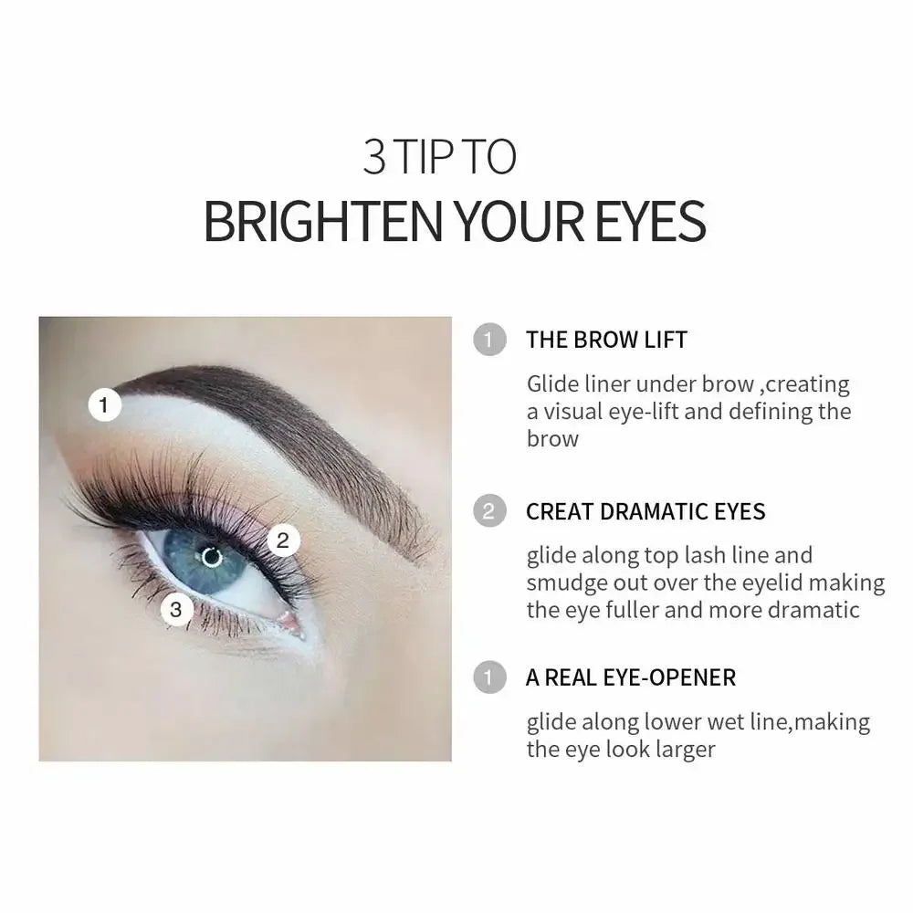 3pcs Fast Drying Matte White Eyeliner Pencil Smooth Waterproof Eyeliner Pen Long Lasting Eyelid Cosmetic Eyes Makeup Tools Zpaxo