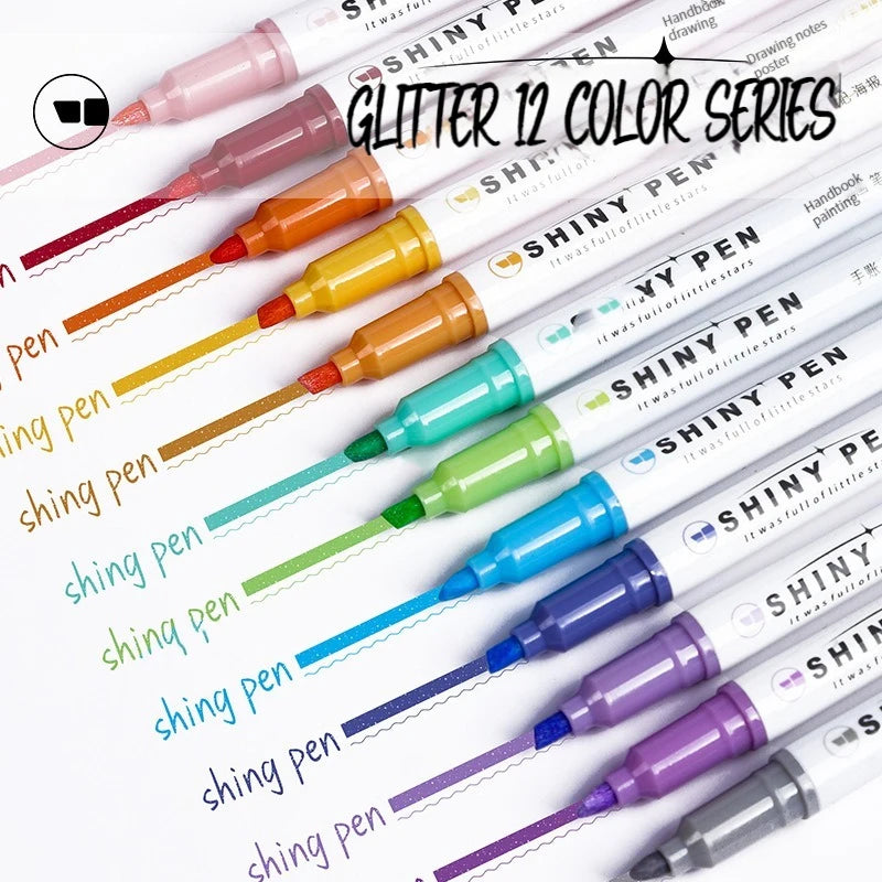 4 Colors Aesthetic Star Glitter Highlighters Shiny Scrapbook Doodle Zpaxo