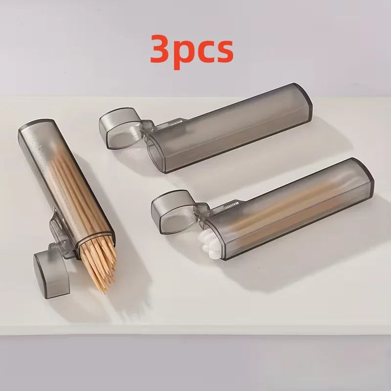 3PCS Portable Toothpick & Cotton Swab Holder, Pocket-Size Storage Box for Travel, Home, Office Use Zpaxo 3pcs