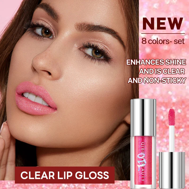 8-pack Lip Gloss Sparkling Waterproof Non Fading Long-lasting Stick