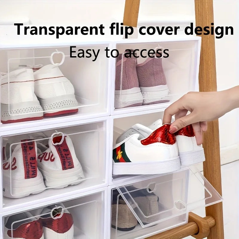 Upgraded Thickened Transparent Shoe Box Foldable Storage Rack Home