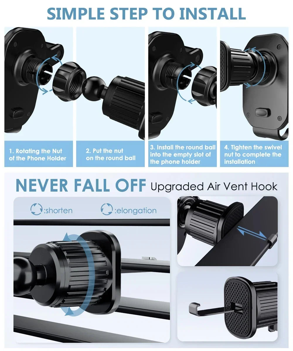 360-Degree Rotation Smart Phone Holder Car Mount Air Vent Hook Iphone