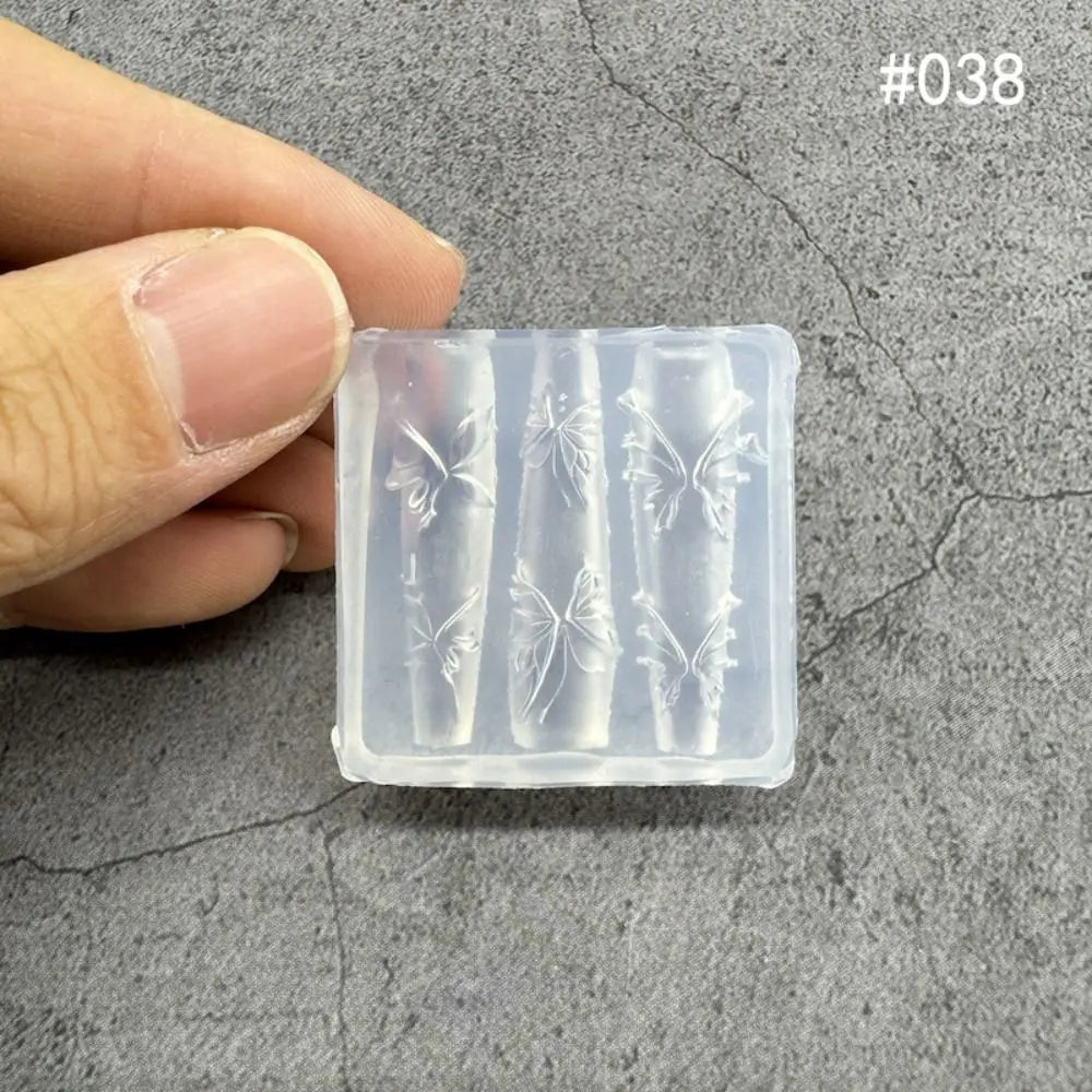 Transparent Nailart Mold 3D Carving Rose Flower Silicone Template Box Zpaxo