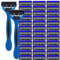 NEW Shaver Men Razor Shaving 3 Layer Stainless Blade Shaver Reusable Safety Razor Hair Removal Shaver Imported Blade Multi Tool Zpaxo 1 handle 12 blades