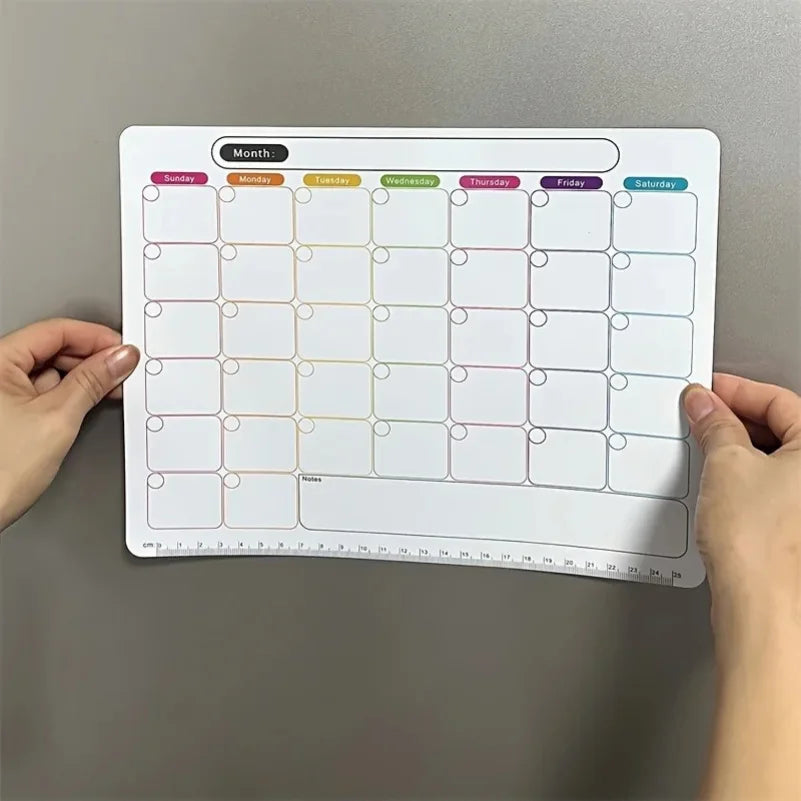 Magnetic Fridge Organizer Set - Reusable Monthly/Weekly Planner Sticker + Memo Board, Calendar & Note Kit for Home Office Zpaxo