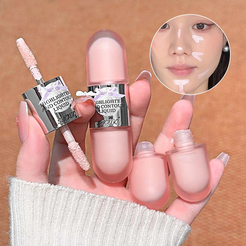 Double-head Highlighter Contour Liquid Moisturizing Silky Three-dimensional Contour Stick Natural Brightening Nose Shadow Makeup Zpaxo