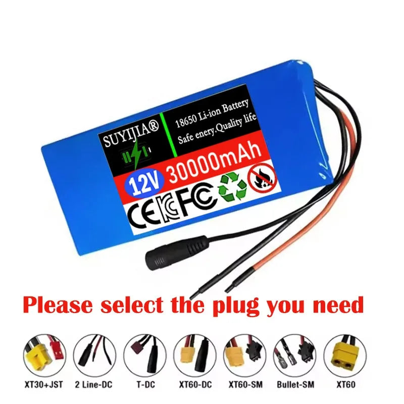 New 3S8P 12V 30000mAh Battery Pack 18650 Rechargeable Li-ion Battery with BMS 12V 30Ah DC12.6V Super Large Capacity + Charger Zpaxo