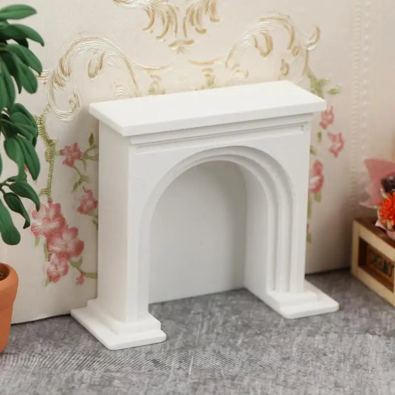 ▶1/12 Dollhouse Mini Fireplace Model Dollhouse Christmas Scene Furniture Decoration Accessories Children Pretend Play Toys Zpaxo White