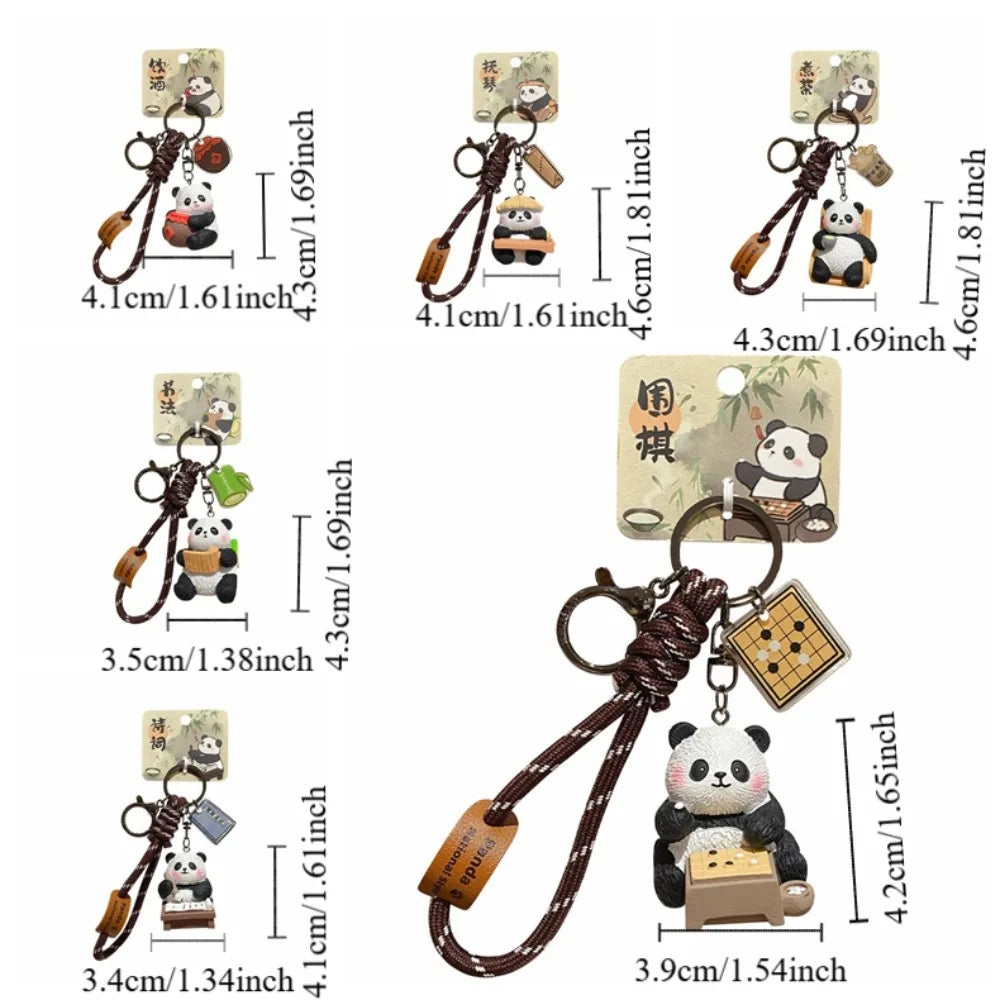Lovely Cartoon Panda Keychain Chinese Style Bag Hanging Panda Dolls Pendant Ornaments Kawaii Car Key Ring Gifts Zpaxo