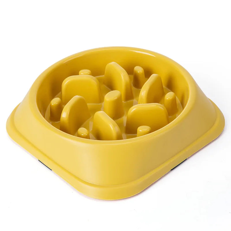 Pet Dog Slow Feeder Bowl Non Slip Puzzle Anti-gulping Slower Food Zpaxo Yellow
