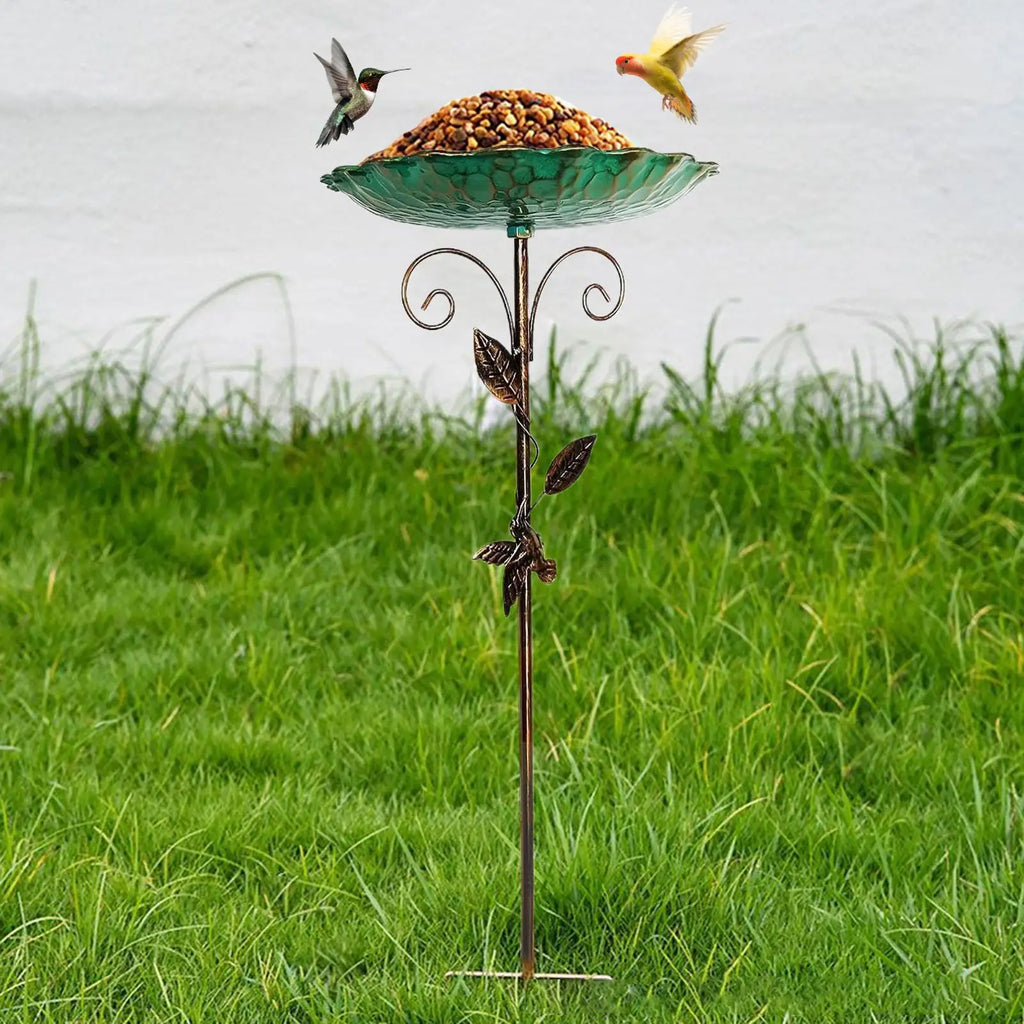 Birdbaths for Outdoors Lawn Birdfeeder Standing Metal Bird Feeder Bowl Height Adjustable Winterproof Decorations for Yard Patio Zpaxo