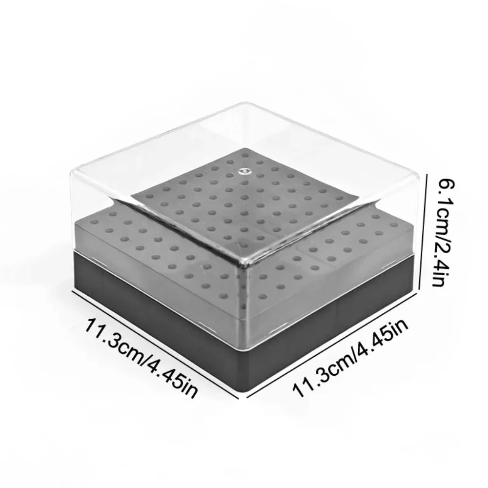 100 Holes Nail Drill Bits Organizer Portable Dustproof Art Storage Zpaxo