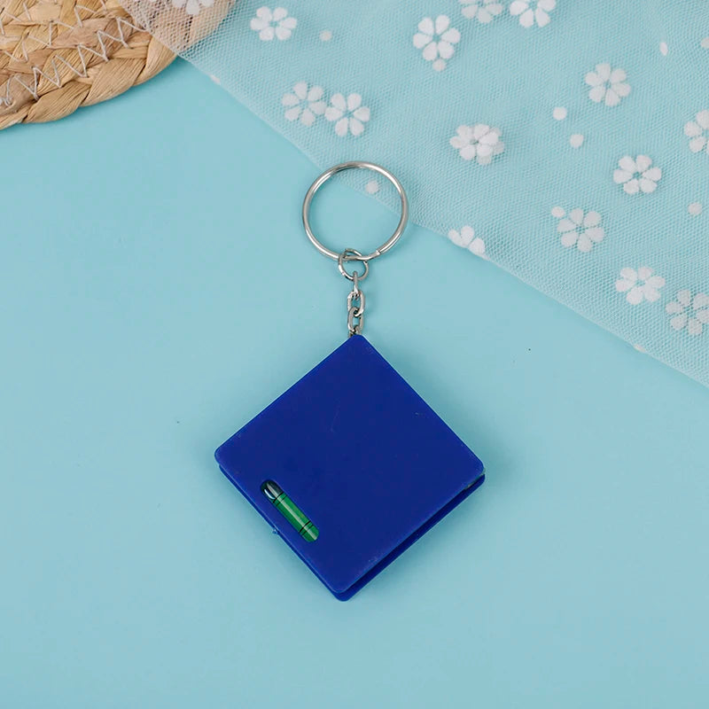1M Mini Tape Measure Keychain With Horizontal Bubble Plastic Portable Retractable Ruler Centimeter/Inch Tape Measure 4.3*4.3*1cm Zpaxo one size
