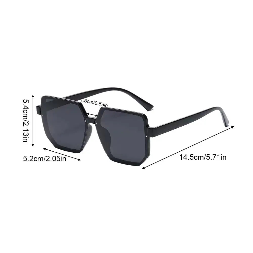 Oversized Square Rimless Sunglasses UV400 Unisex Vintage Shades Fashion Sunglasses Zpaxo