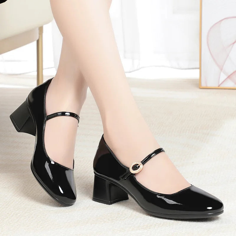 Mother's Shoes Soft Leather Bottom Women's 2023 Work Ladies Spring Zpaxo