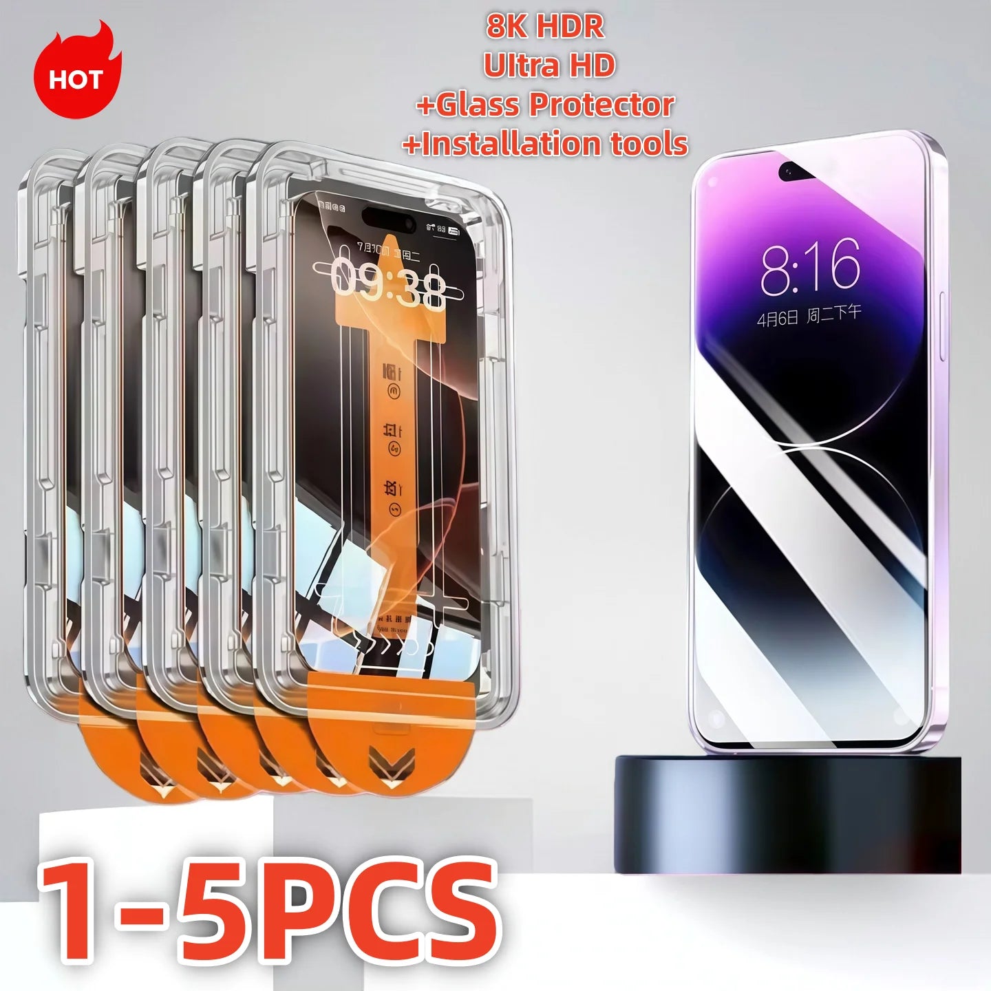 1- Dust Installation Tempered Glass Iphone 17 16 13 15 14 11 12 Max