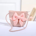 Cute Bow Straw Shoulder Bags Baby Girls Handmade Woven Crossbody Bag
