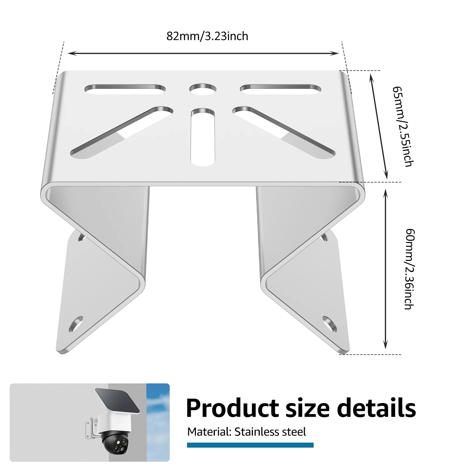 Outside Wall Corner Mount Metal Bracket Security Sturdy Stainless Steel Wide Angle Bracket Multifunctional for Eufy CCTV Camera Zpaxo 3.23 inch silver
