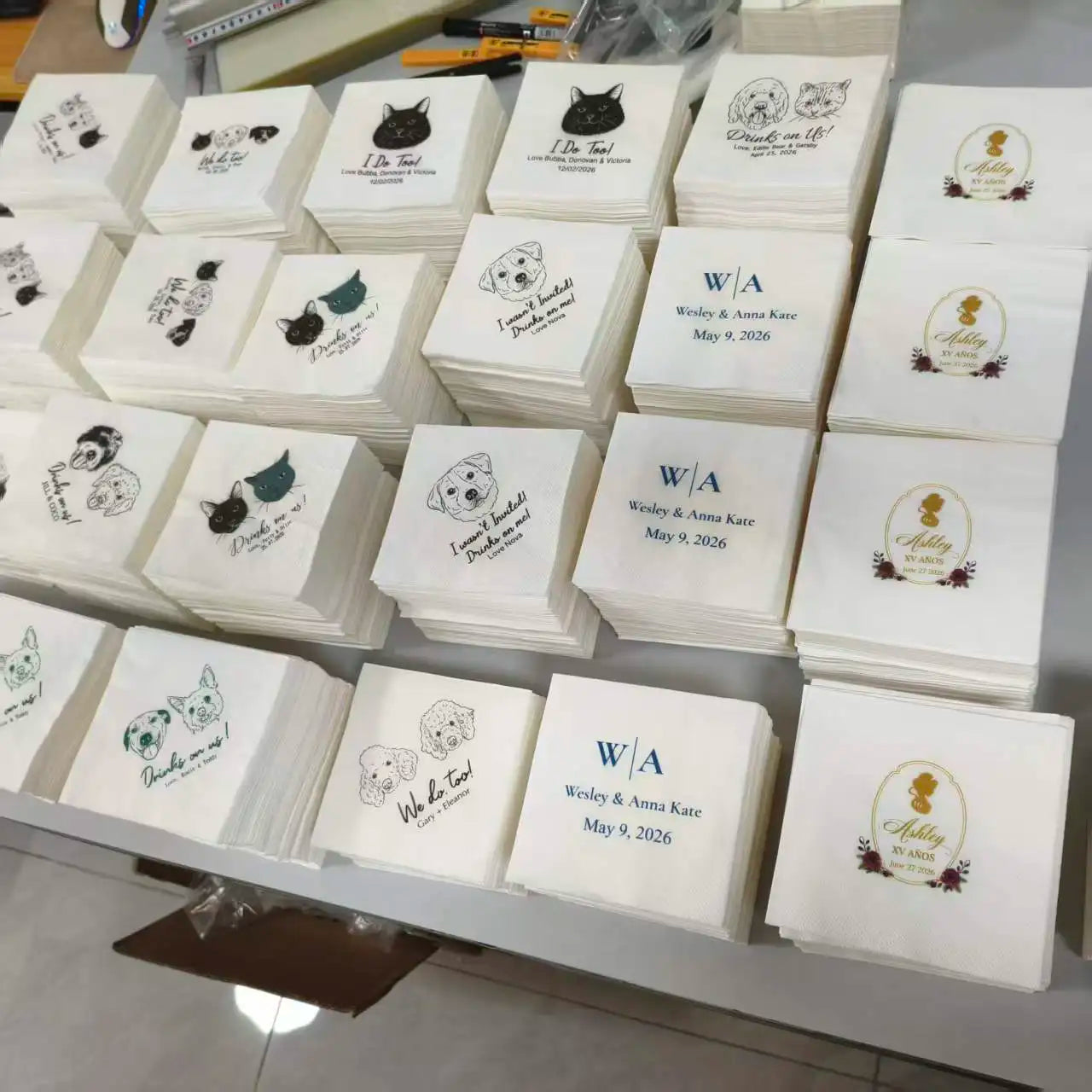 Custom Pape Napkins Personalized Wedding Design Business Cocktail